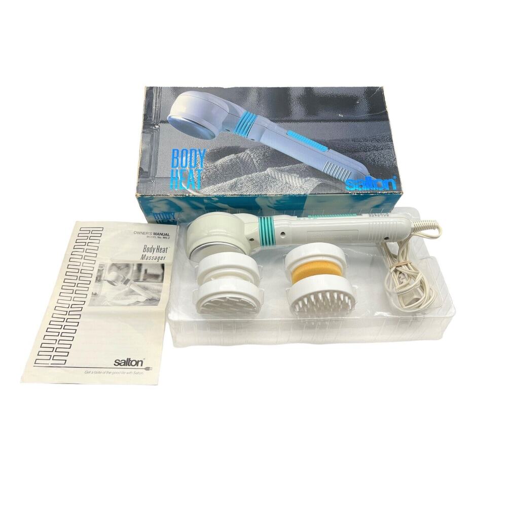 Salton MS-2 Body Heat Massager Hand Held 3 Position w/4 Attachemts, Manual & Box